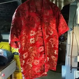 Men's casual button down shirt red and silver